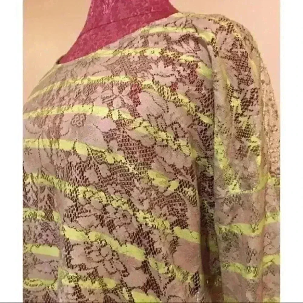 Style & Co Top Green Brown Floral 3/4 Sleeve